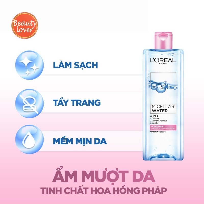 Nước tẩy trang Loreal 3-in-1 Micellar Water 400ml [Freeship] – Beauty Lover Nước Tẩy Trang Cho Mọi Loại Da | BigBuy360 - bigbuy360.vn