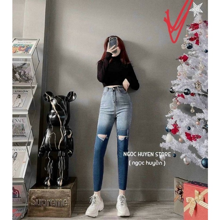 Quần Jean Bò Skinny Ôm Loang xanh, đen phối màu cực đẹp, chất jean co giãn mềm | BigBuy360 - bigbuy360.vn