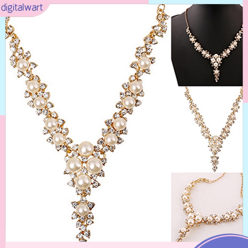 Dây chuyền đính đá và hạt ngọc trai nhân tạo thời trang sang trọng dành cho nữ