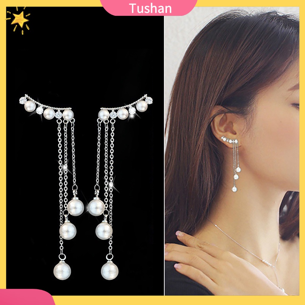 Khuyên tai nữ dài đính ngọc thời trang