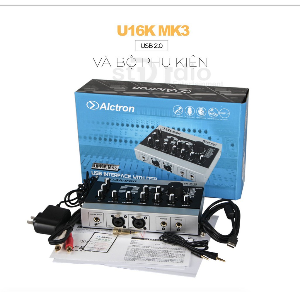 【Chính hãng】Thiết bị thu âm Sound card Alctron U16K MK3 Sound card livestream - bảo hành 12 tháng 1 đổi 1 (trừ phụ kiện)