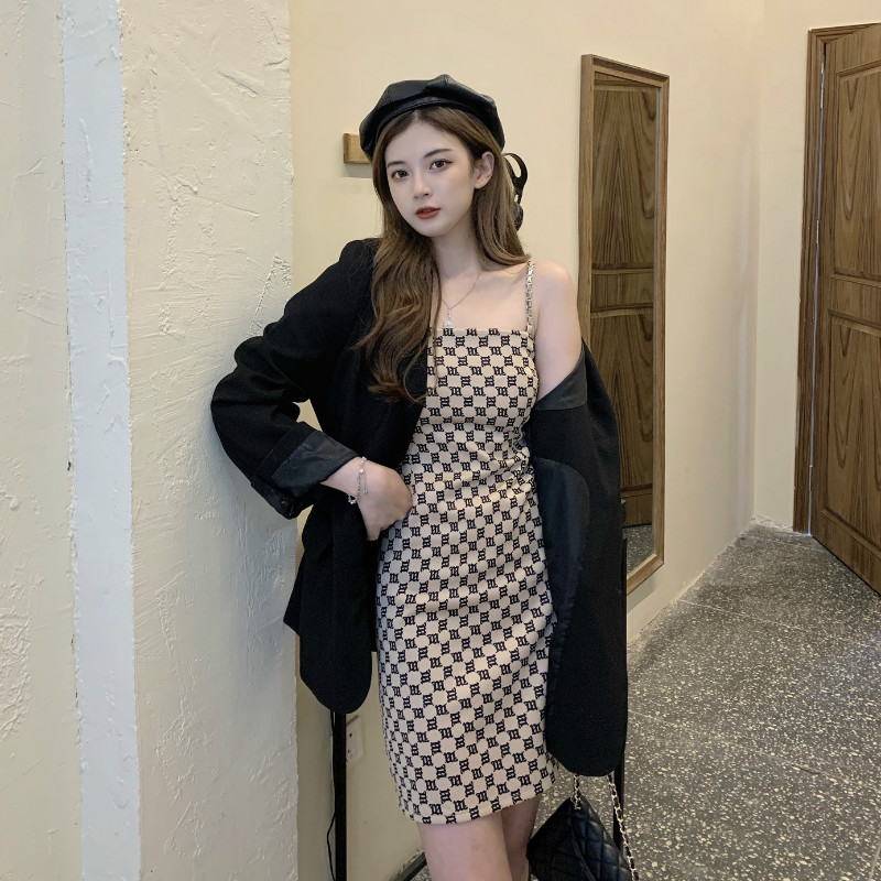 SUXI Đầm Hoạ Tiết Hình Học Thiết Kế Đơn Giản Hợp Thời Trang
