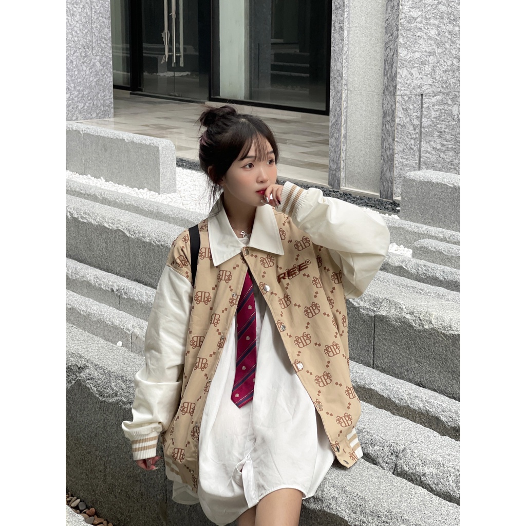 LOCAL BRAND REE - ÁO KHOÁC KHAKI DIAMOND MONOGRAM MÀU BEIGE