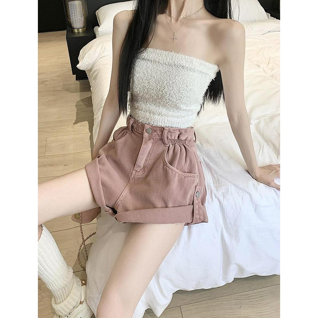 Quần Short Denim Cạp Cao Phong Cách Mới Dành Cho Nữ 63755