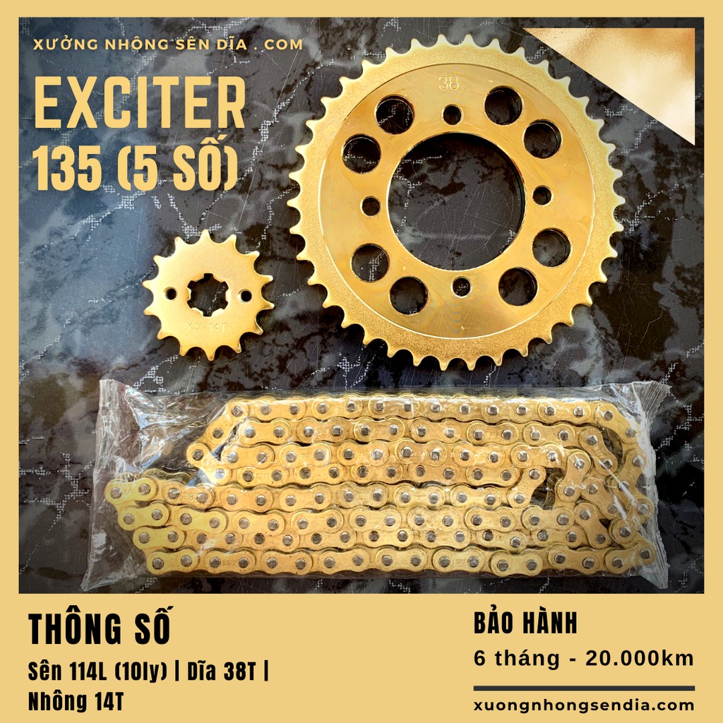 NHÔNG SÊN DĨA EXCITER 135 (5 số) VÀNG