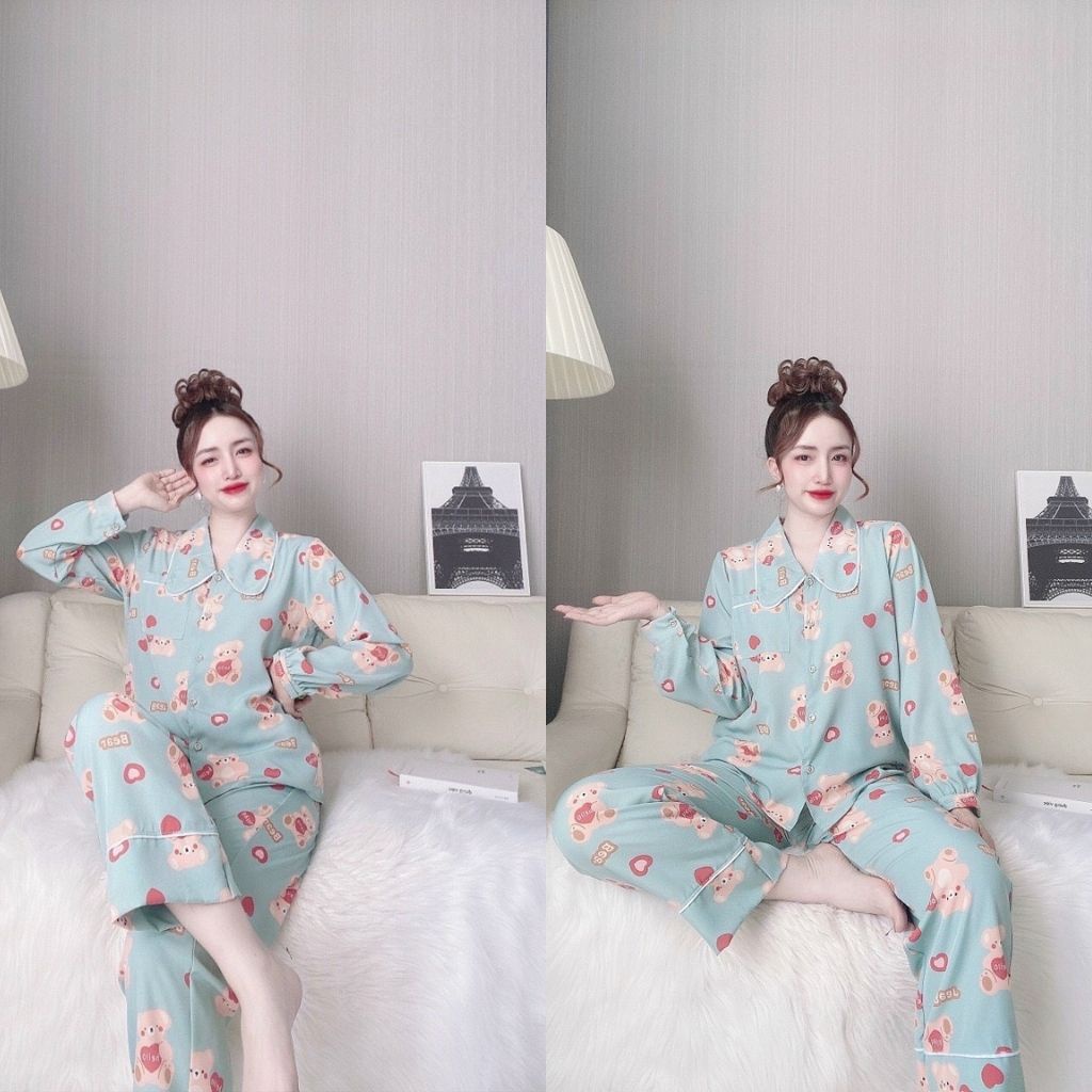 Đồ ngủ Pijama , Đồ ngủ Nữ Dễ Thương Lụa Cao Cấp mềm mịn &lt; 60Kg