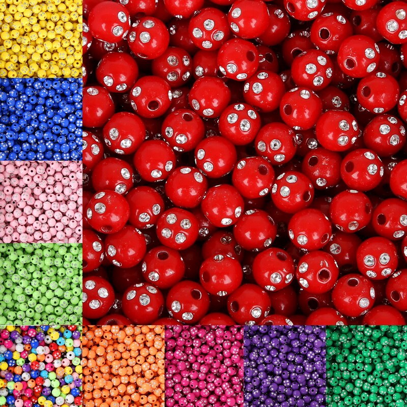 Set 100 hạt cườm 8mm bằng acrylic sáng bóng dùng làm trang sức vòng tay thủ công