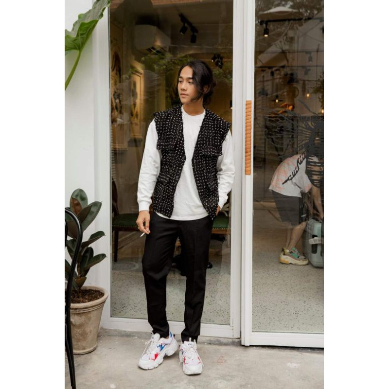 ÁO KHOÁC GHILE TWEED ĐEN