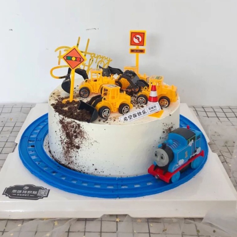 trang trí bánh kem hiện đại [FREESHIP❤️] bộ tàu ray tàu hỏa không kem pin
