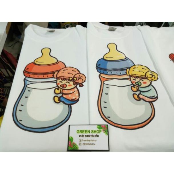 SALE- áo thun cặp đôi gia đình chibi trà sữa dễ thương (in tại shop) - mẫu áo HOT