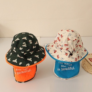 Mũ vành cho bé / Mũ vành che gáy/ Nón rộng vành chống nắng có tấm che gáy chất cotton mềm đẹp có điều chỉnh rộng chật