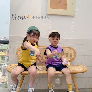 Set bộ ba lỗ Beemo chất cotton cho bé trai, bé gái in hình Tom & Jerry trước ngực - 22B053