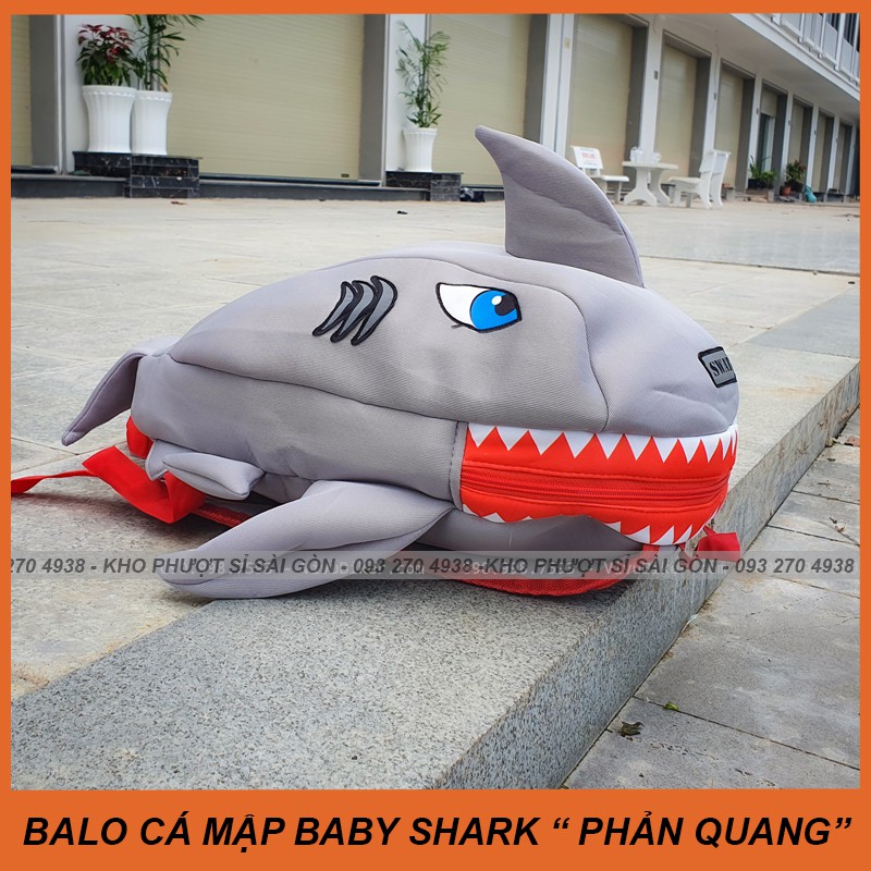 Balo Khủng long cá mập PHẢN QUANG đựng nón bảo hiểm cao cấp - Balo cá mập tắc kè phản quang