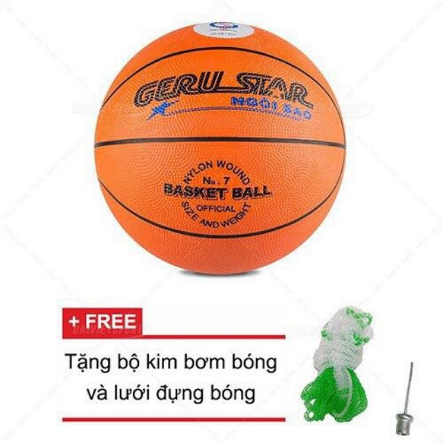 Quả bóng rổ cao su GeruStar thi đấu Size số 5, 6, 7 Chính hãng, tặng kim bơm + túi lưới