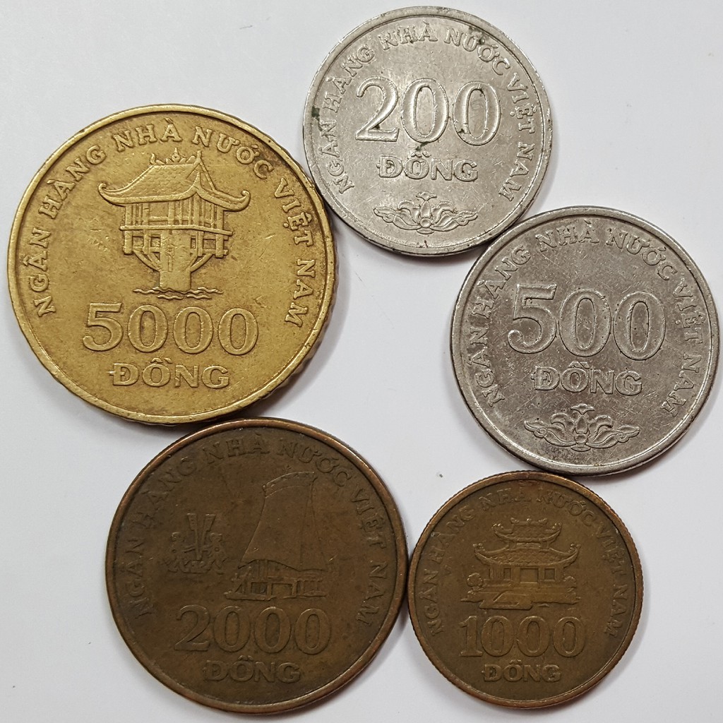 Trọn bộ 5 đồng xu Việt Nam xưa, phát hành năm 2003, xu thật 100%