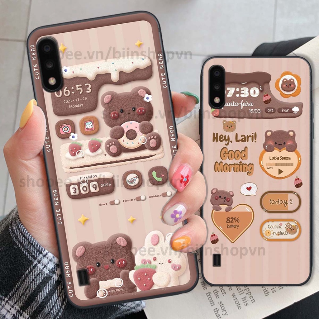 Ốp Samsung A01 / A02 in 3D icon gấu nổi siêu xinh, siêu đáng yêu, cá tính phong cách