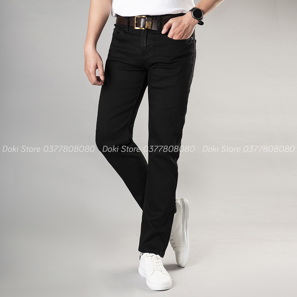 Quần Kaki Jean Cao Cấp Hãng Màu đen KA-01, Quần kaki nam trơn Dáng đứng ôm nhẹ Chất vải xịn co giãn - Doki