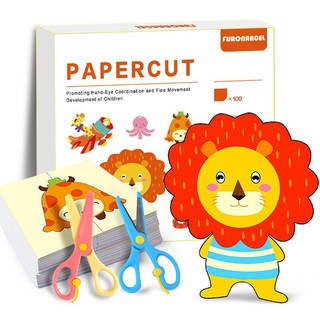 BỘ CẮT GIẤY PAPER CUT 100 TỜ [NHIỀU CHỦ ĐỀ] - TẶNG 2 KÉO CHO BÉ RÈN VẬN ĐỘNG TINH
