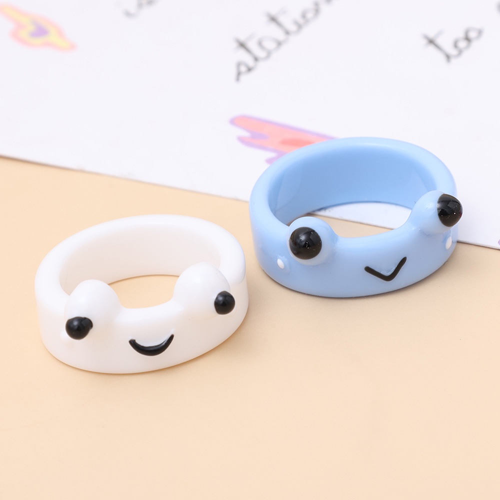 Nhẫn Acrylic Họa Tiết Ếch/Gà Hoạt Hình Dễ Thương 1 Tặng 1