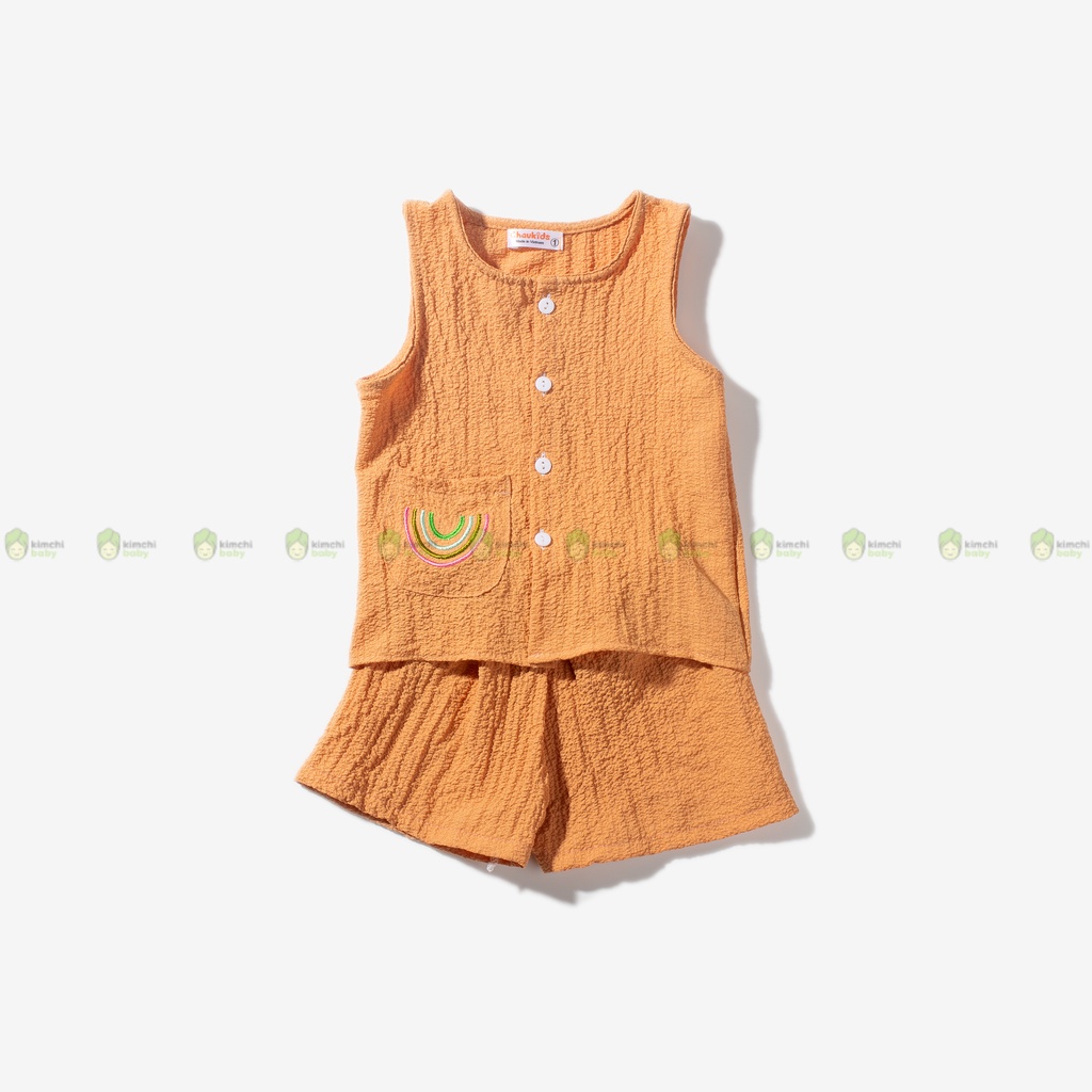 Set Bộ Sát Nách Cho Bé Vải Đũi Xốp Túi Trước Cầu Vồng, Bộ Đồ 3 Lỗ Cho Bé Mặc Đi Chơi CK16
