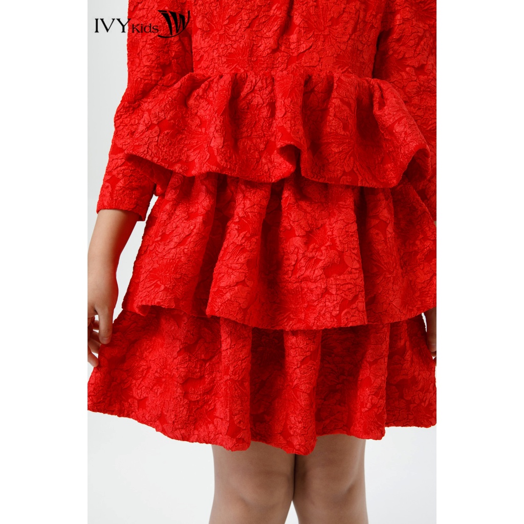 Đầm xòe gấm hoa nổi bé gái IVY moda MS 48G1479
