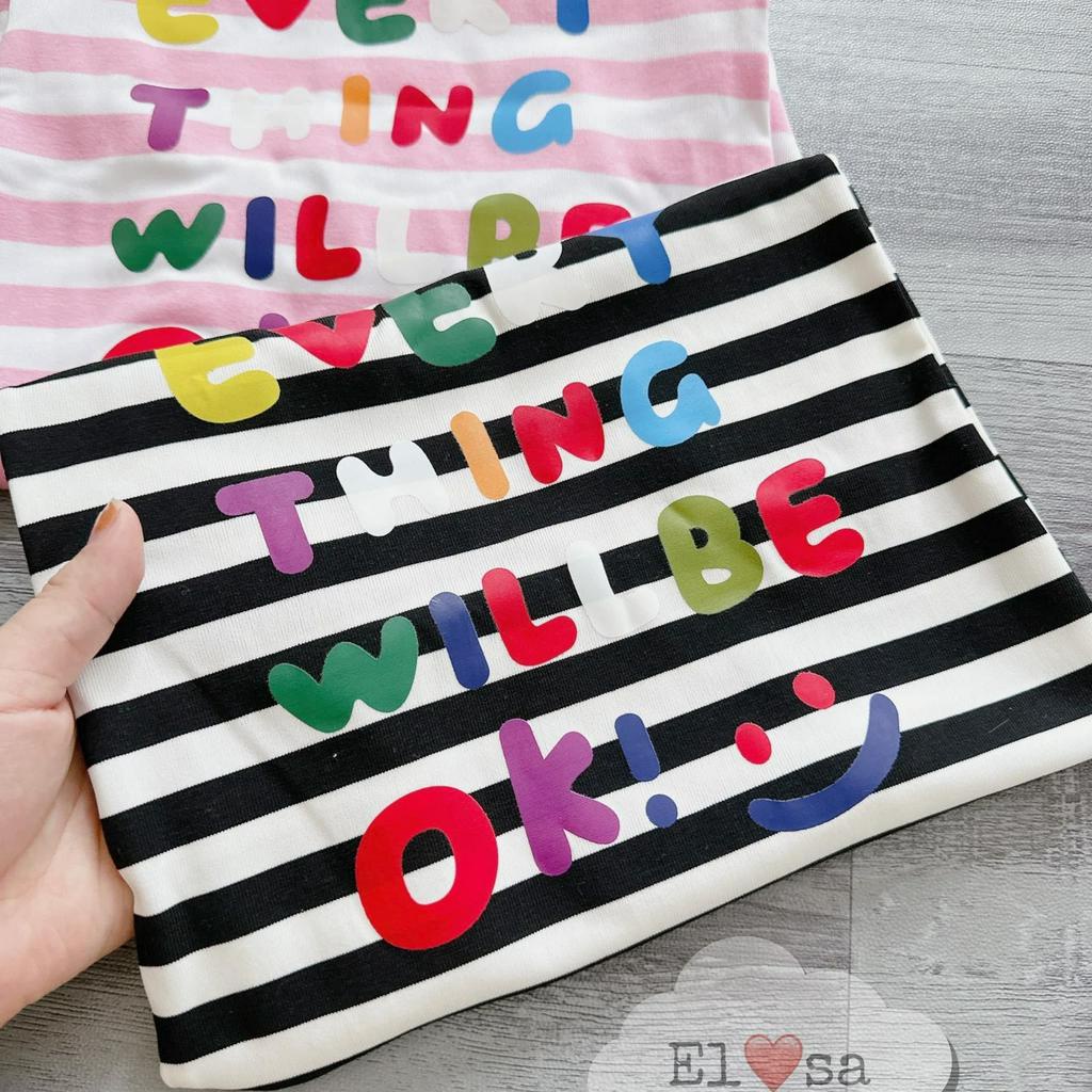 Váy bé gái - Váy Kẻ Body Họa Tiết Every Thing Will Be OK Sánh Điệu cho bé 1-8 Tuổi