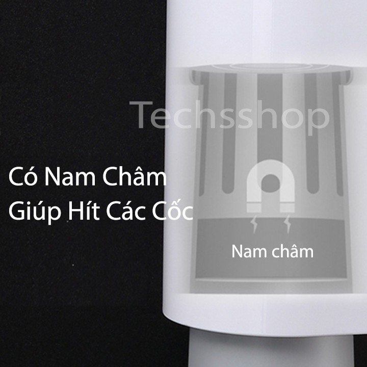 Kệ Nhả Kem Đôi Cao Cấp Để Bàn Chải Ecoco E1802 - Kệ Nhà Tắm Để Đồ Đa Năng Tặng Kèm 4 Cốc