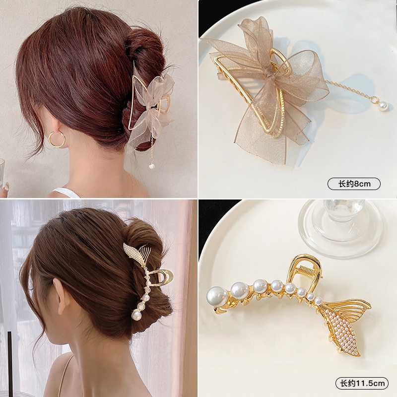 Kẹp Tóc Kim Loại Cỡ Lớn Phối Tua Rua Hình Bướm Phong Cách Hàn Quốc