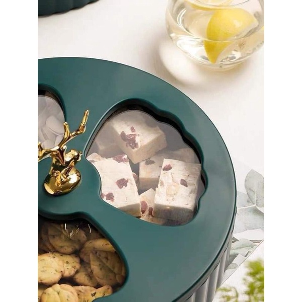 KHAY MỨT 2 TẦNG HÌNH HƯƠU XOAY 360 ĐỘ