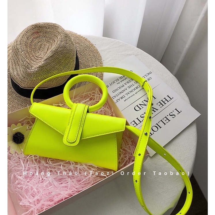 Túi đeo chéo quai xách tròn nắp gặp màu neon siêu đẹp ♥️