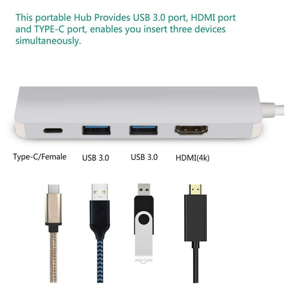 Hub kết nối USB Thunderbolt 3 có cổng HDMI 4K USB 3.0 USB Type C cho Samsung Galaxy Note 8 S8 S9 MacBook Pro