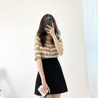 (Freeship) Áo len kẻ cổ tròn cúc dọc hàng QC cao cấp