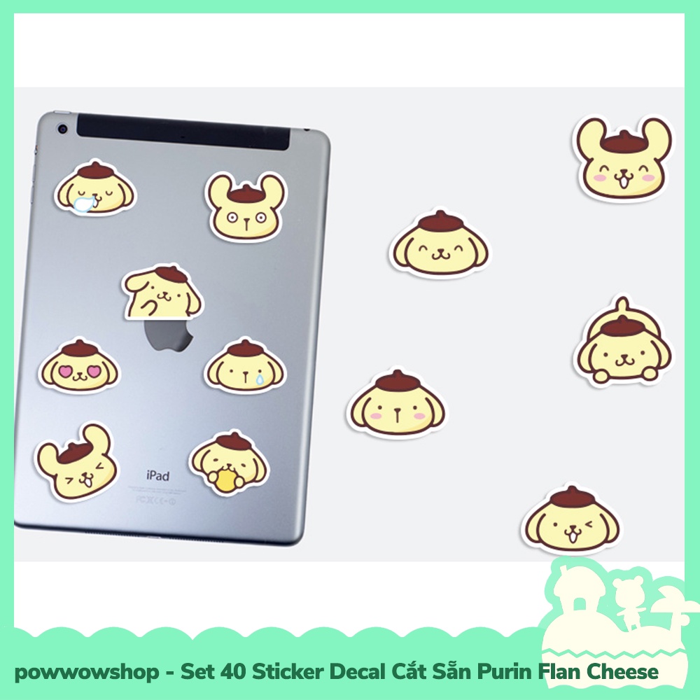 [Sẵn VN - Hỏa Tốc] Set 40/60 Sticker Mini Decal Dán Trang Trí Vật Dụng Mẫu Sanrio Purin Flan Cheese Cat