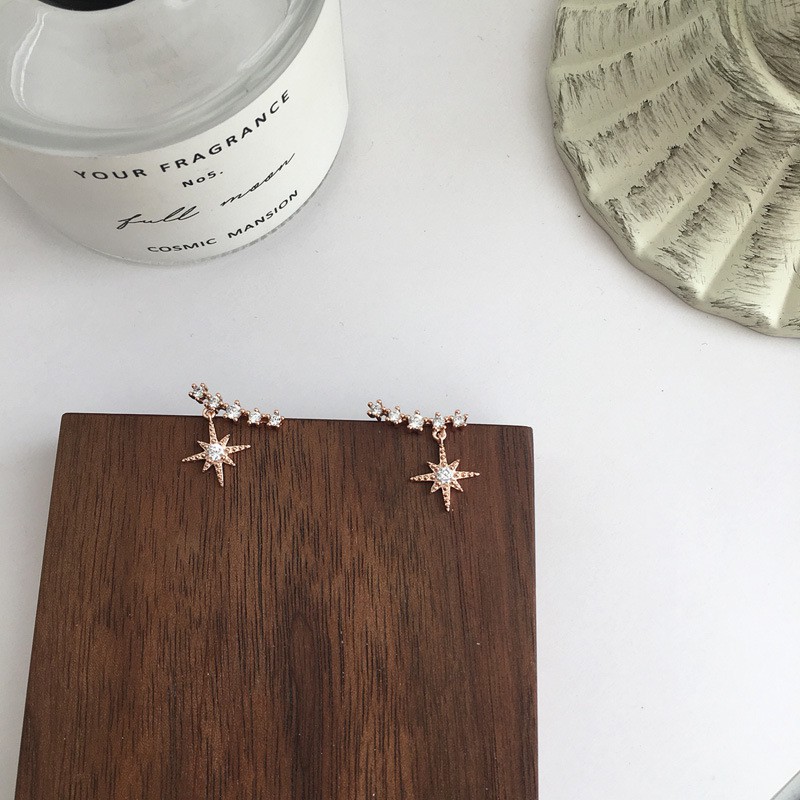 Bông Tai Mạ Bạc Hình Ngôi Sao Đính Đá A286