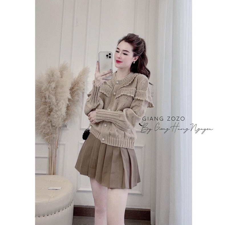 BÁN SỈ ÁO LEN BÈO VIỀN CÚC NGỌC MÀU BE - XANH CHO NỮ