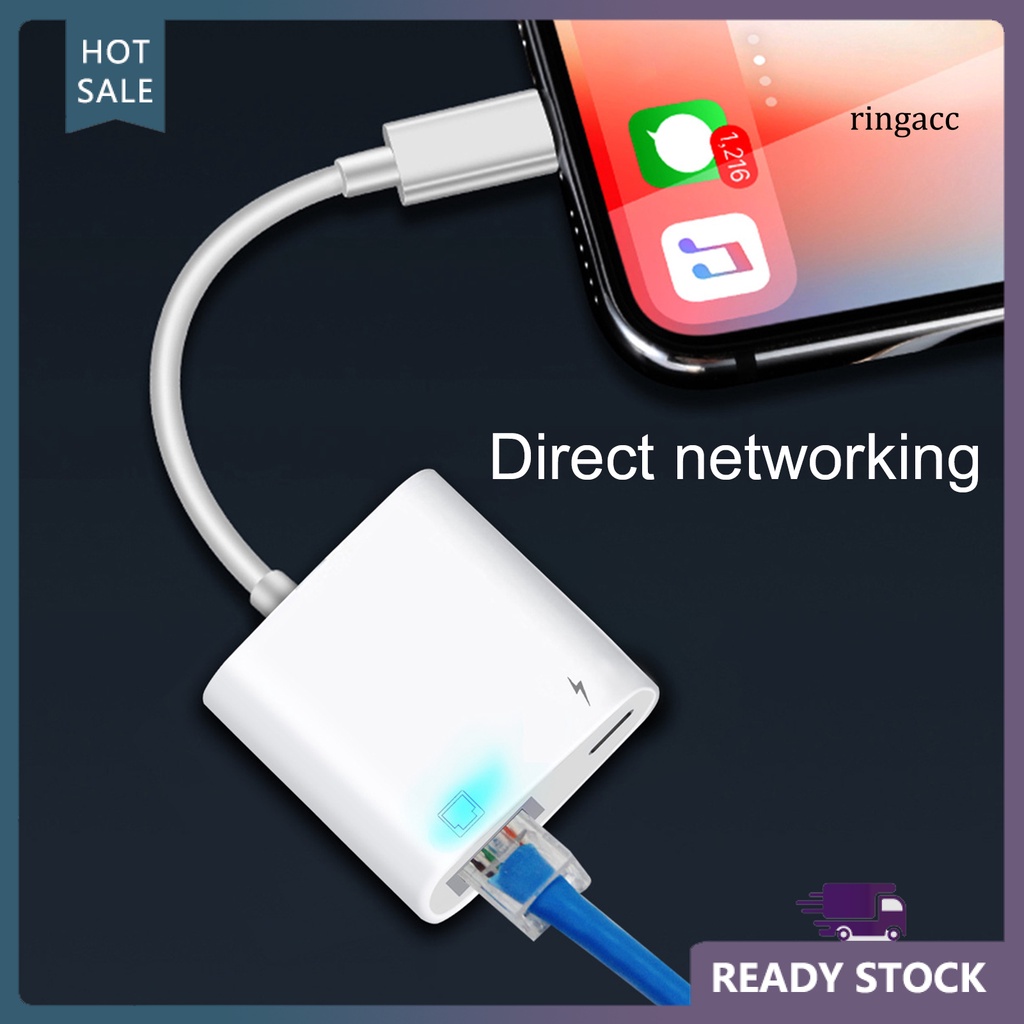 Bộ Chuyển Đổi Ethernet 8pin Sang Rj45 Bằng Abs Siêu Bền Di Động Tiện Dụng Cho Điện Thoại Apple