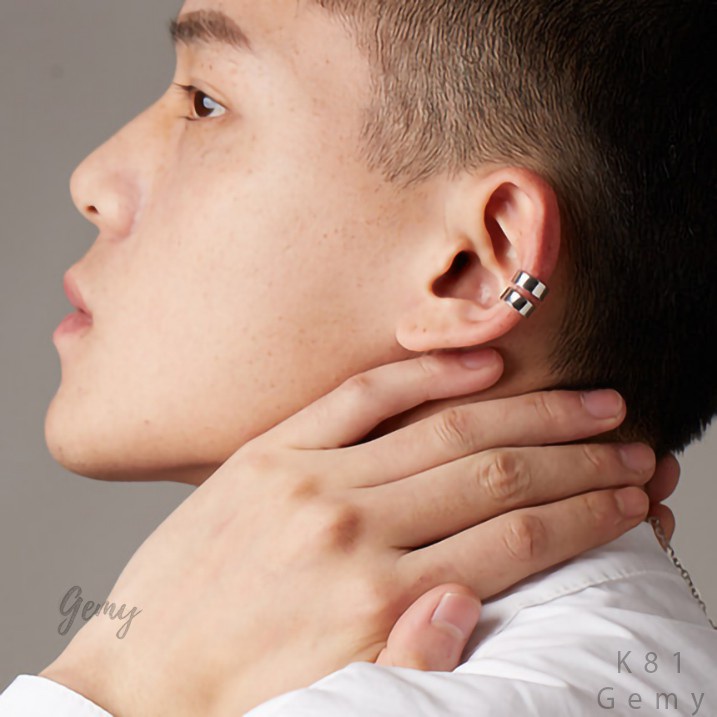 Khuyên tai nam không cần bấm lỗ bạc set kẹp vành nữ unisex Retro (1 chiếc) | GEMY SILVER K81