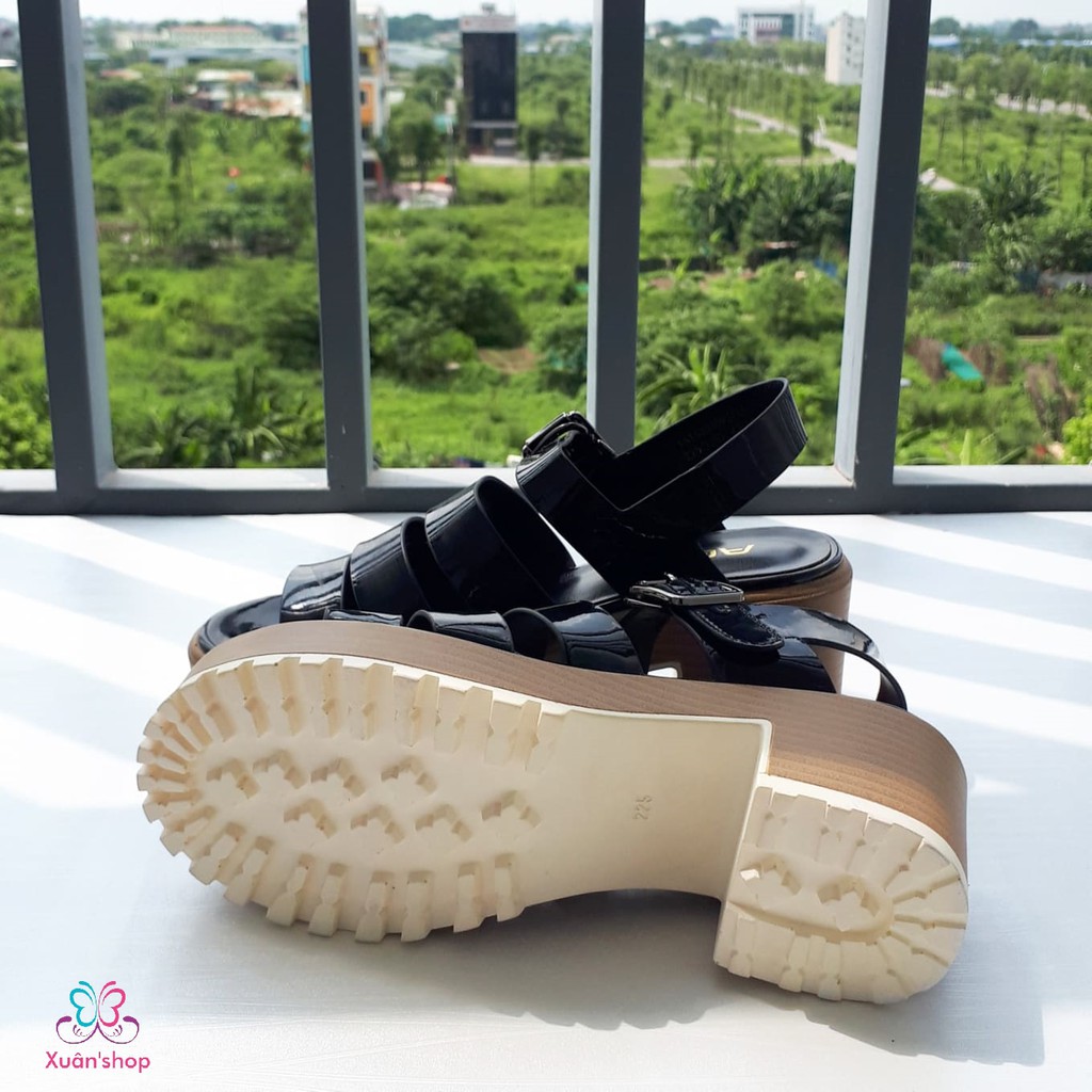 Sandal quai ngang Daphne đế thô cao 7cm (có sẵn)