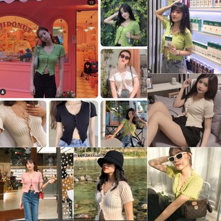 Áo croptop Never Stop nút áo kiểu gài 1 nửa khoe vòng eo hàng nhập quảng châu chất len gân co giãn dễ mix kèm ảnh thật