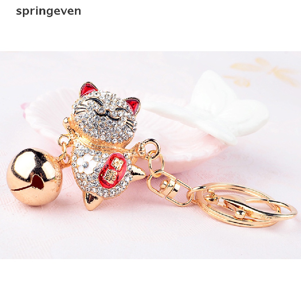 Móc Khóa Hình Chú Mèo May Mắn Đính Đá Dễ Thương