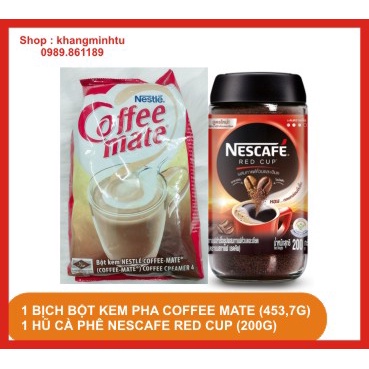 Combo 1 bịch bột kem pha café Coffee Mate (453,7g) + 1 hũ cà phê Nescafé Red Cup (200g)