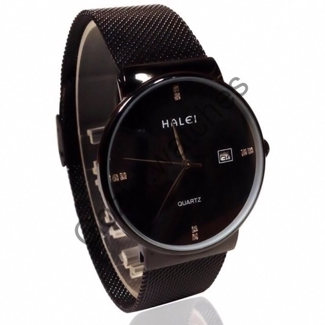 Đồng hồ cặp đôi dây thép lụa Halei Black -Gozid.watches