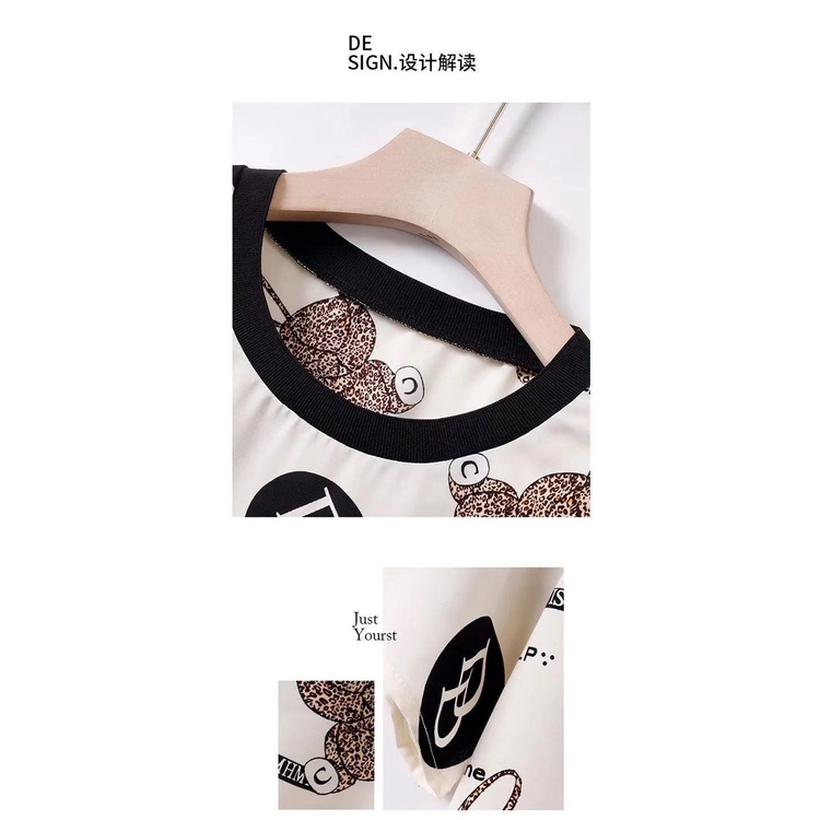 Áo thun ngắn tay in chữ plus size cho phụ nữ trung niên