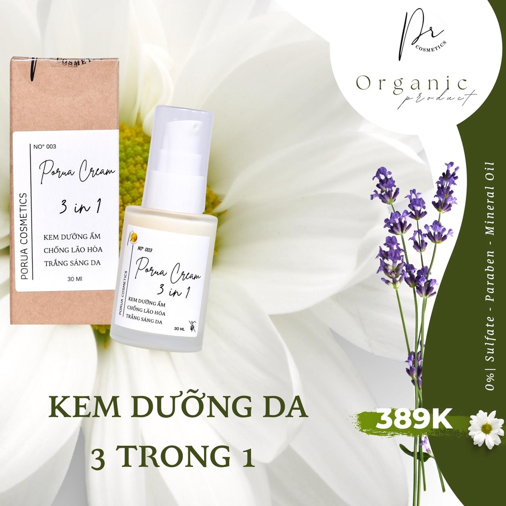 Kem dưỡng ẩm kem dưỡng trắng kem chống lão hoá kem 3 trong 1 Porua 30ml