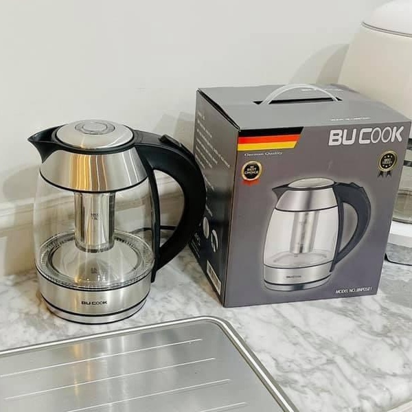 Siêu Tốc Thuỷ Tinh Kèm Lõi Lọc Trà inox Bucook-Si Gia Dụng