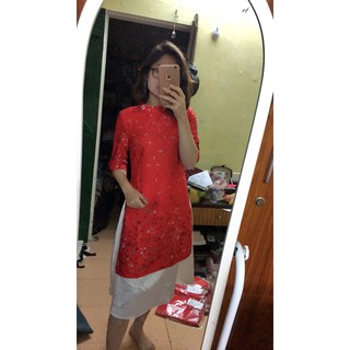 Đầm cách tân vải gấm xuất dư lót lụa
