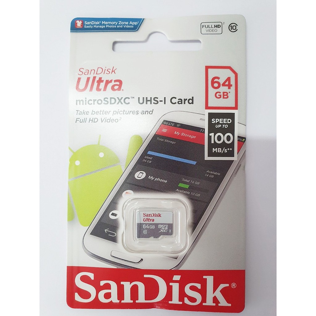 Thẻ nhớ MicroSDXC SanDisk Ultra 64GB ~ 100MB/s - Bảo Hành 5 Năm