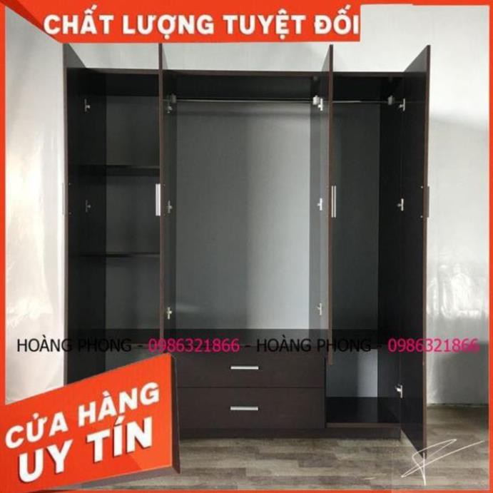 Tủ quần áo 4 cánh vân gỗ đen - Tủ nhựa đài loan cao cấp (1m62 x 1m85) Miễn phí vận chuyển Bảo hành 2 năm tại nhà