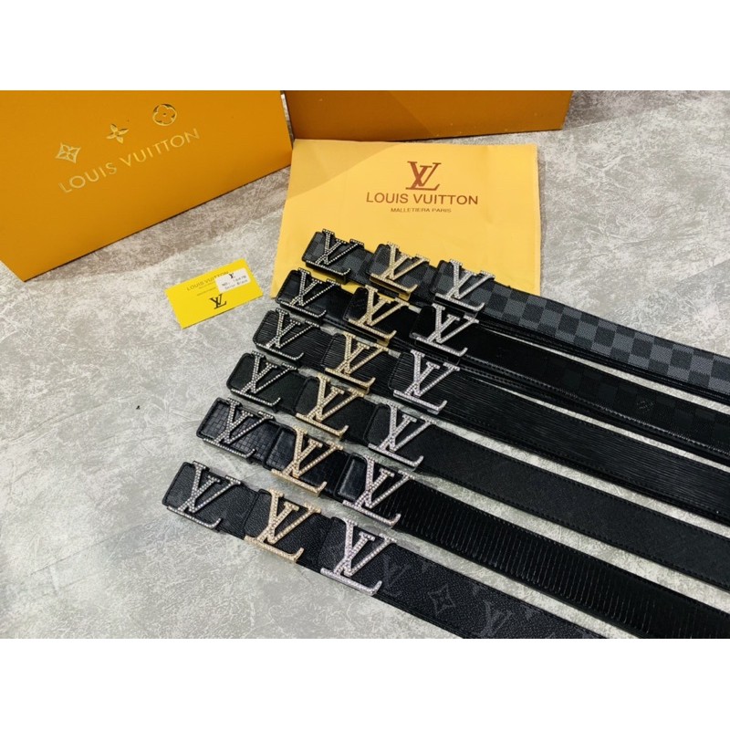 Thắt lưng khoá vàng đính đá, dây lưng thời trang nam đính đá