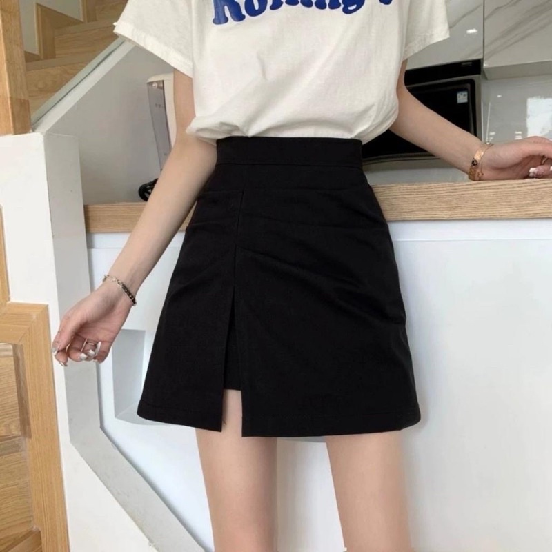 Chân Váy Nhún Dáng Chữ A Cạp Cao Gọn Eo Kiểu Bassic Chất Tuyết Mưa Siêu Hot
